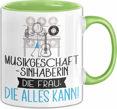 Produktbild von Musikgeschäftsinhaberin Geschenk Tasse Becher Die Frau Die Allen Kann Geschenkidee für eine Musikgeschäftsinhaberin Lustig (Grün)