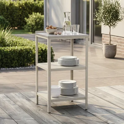 Productafbeelding van Buitenrek 'Bolognano', 92x50x50 cm, beige/zilver