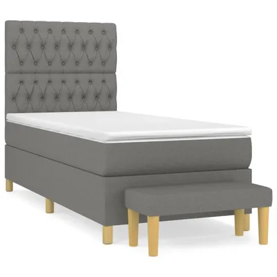Zdjęcie produktu dla Łóżko Kontynentalne Z Materacem, Ciemnoszara Tkanina 90X200 Cm Lumarko!