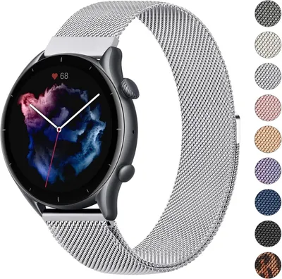 Image de Bracelet de rechange pour montre connectée Amazfit GTR 3 46 mm, en acier inoxydable, avec fermeture magnétique