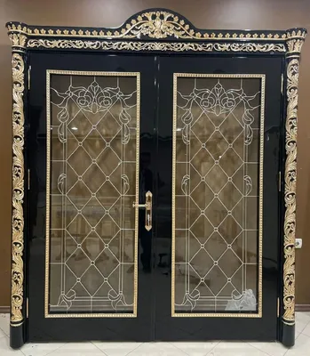 Produktbild von Casa Padrino Luxus Barock Doppel Wohnungstür Schwarz / Gold - Prunkvolle Massivholz Tür mit Rahmen - Luxus Möbel im Barockstil - Barock Möbel - Hotel Möbel - Barock Einrichtung - Edel & Prunkvoll
