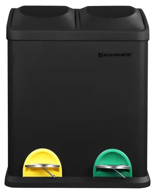 Productafbeelding van SONGMICS prullenbak voor de keuken, pedaalemmer met 2 compartimenten, 2 x 15 liter – zwart