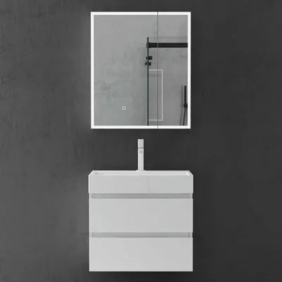 Produktbild von doporro Spiegelschrank Beschlagfreier Spiegel Wandschrank BxTxH 60x15x70cm Hängeschrank für Badezimmer matt Weiß Spiegelschrank04