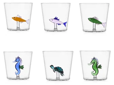 Tumbler-Set Marine Garden, 6 Stück, Borosilikatglas, 8 cm