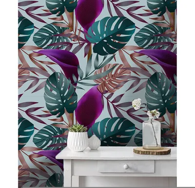 Produktbild von Coloray Fototapete 104x70 cm An Einer Wand Latex Latextapete - Utensilien-Blumen-Dschungel.