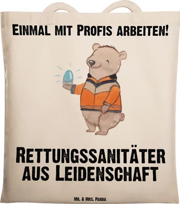 Produktbild von Mr. & Mrs. Panda totebag Rettungssanitäter Leidenschaft - Transparent - Geschenk, Tasche, Tote Bag, Laptoptasche, Jutebeutel, Beutel, Einkaufstasche