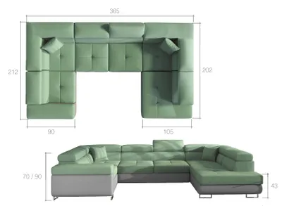 Zdjęcie produktu dla Część dzienna sofa rozkładana kanapa tapicerowana narożnik zestaw wypoczynkowy narożnik rozkładany funkcja sofa narożnik