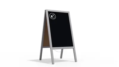Produktbild von Kundenstopper mit grauem Holzrahmen 118x61cm, Werbetafel, Gehwegaufsteller, Aufsteller, Straßenreiter, Kreide