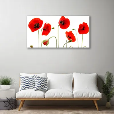 Produktbild von Tulup Leinwand-Bilder 100x50 Wandbild Canvas Kunstdruck Mohnblumen Pflanzen