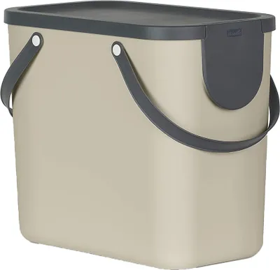 Produktbild von Rotho Mülltrennsystem 25L Albula - Mülleimer 40,0 x 23,5 x 34,0 cm - Abfalleimer Kunststoff mit Griffen - Müllbehälter mit Deckel und Aufklebern