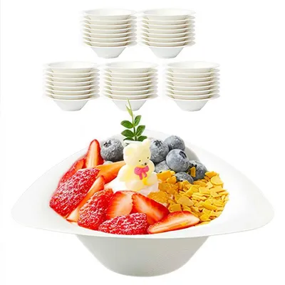 Eisbecher aus Papier mit Löffel, 130 ml, 50er Set, weiß, C-Form
