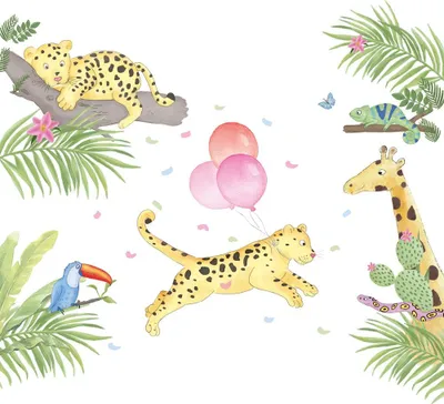 Produktbild von 20 Servietten Birthday Leo - Geburtstag mit Dschungeltiere 33x33cm