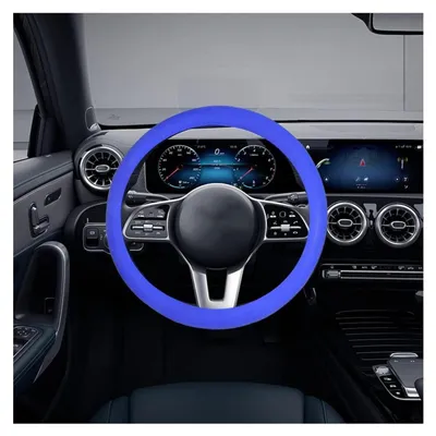 Immagine prodotto di Copertura per volante in silicone, antiscivolo, traspirante, universale, blu, 36 cm