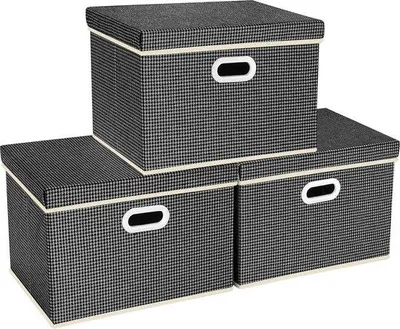 Immagine prodotto di Scatole portaoggetti pieghevoli grigio scuro, set da 3 pezzi