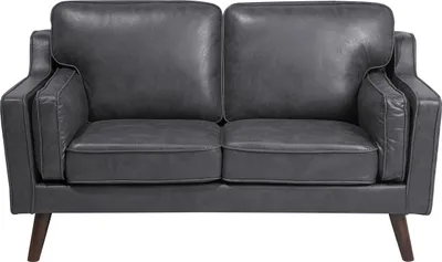 Produktbild von BELIANI Sofa Grau Polsterbezug Lederoptik 2-Sitzer Retro Wohnzimmer