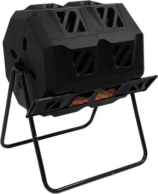 Produktbild von Doppelkammer-Komposter 160L 70x60x93cm Tumbling-Komposterbin Rotierender Kompostbehälter Trommelkomposter für Garten und Küche