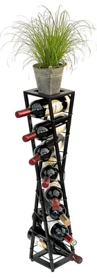 Obrázok produktu pre DanDiBo Design Stojan na víno Kovový čierny kvetinový stĺp Esperanza 80 cm Stojan na fľaše Stojan na fľaše Držiak na fľaše Kvetinový stojan