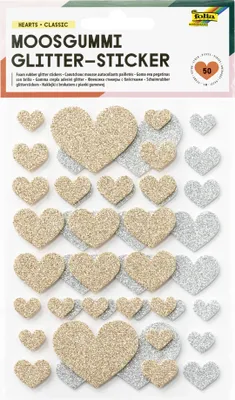 Immagine prodotto di folia  23772 folia Moosgummi Glitter-Sticker HEARTS CLASSIC
