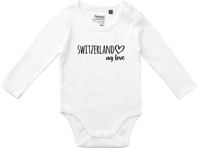Produktbild von Huuraa Baby Body Switzerland my love 80 White  Baumwolle Fairtrade Langarmbody Geschenkidee