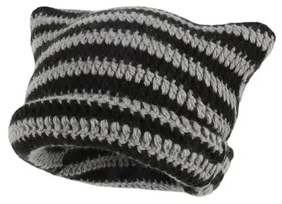 Zdjęcie produktu dla Czapka z pomponem w kształcie uszu kota, typu beanie, dla dziewczynki, czarna