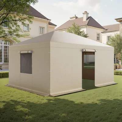 Immagine prodotto di Copertura invernale per padiglioni 3,68x4,9 m - Copertura di ricambio con pareti laterali e finestre a rete - Materiale PE - Coperture di protezione per lo stoccaggio - Padiglioni non inclusi