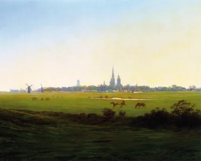 Obrázek produktu pro Caspar David Friedrich Umělecký tisk Obraz - Louky u Greifswaldu, 1822 (40 x 50 cm)