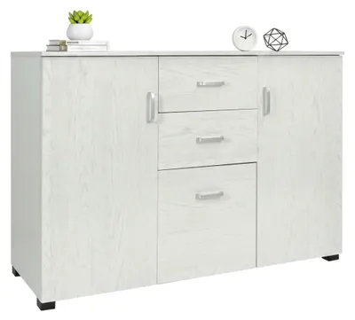 Produktbild von Kommode Dpavac, Wohnzimmer-Buffet, Wohnzimmer-Sideboard, modernes Sideboard mit 3 Türen und 2 Schubladen, 120x40h83 cm, Grau