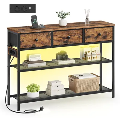 Immagine prodotto di Tavolino consolle con 3 cassetti | Colore marrone vintage | 98,8 x 30 x 78,7 cm