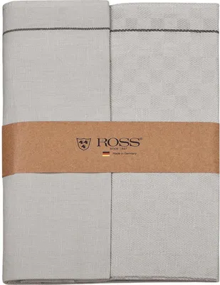Produktbild von Ross 2er Pack Zwirn Halbleinen Geschirrtücher Karofond 50x70 cm chrom