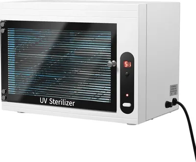 Produktbild von UV-Ozon Sterilisator - Desinfektionsschrank - UV-C 254 nm + Ozon - Kapazität 10 l - Zwei Ebenen - Timer 30/60/90 - EU 220–240 V - Weiß/Schwarz