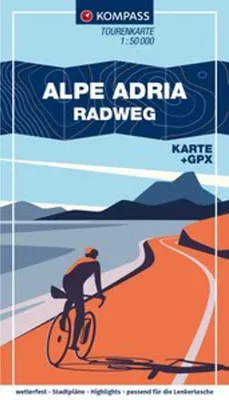 Obrázok produktu pre KOMPASS Cykloturistická mapa Alpe Adria Cyklotrasa 1:50 000