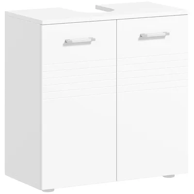 Immagine prodotto di kleankin Mobile Sottolavabo per Bagno a 2 Ante, Armadietto Salvaspazio per Lavandino con Mensola Regolabile, Bianco