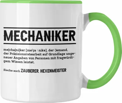 Produktbild von Trendation - Lustige Tasse für Mechaniker - Geschenkidee für Auto- und Motorradfahrer (Grün)