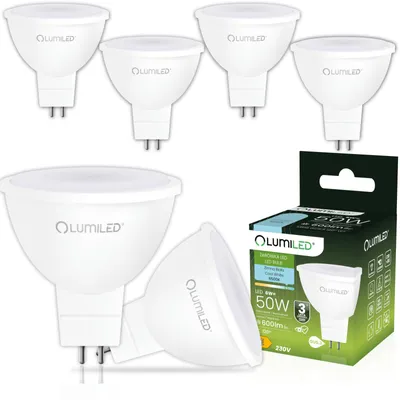 Produktbild von LUMILED Set 6x 230V GU5.3 LED Lampen MR16 6W ersetzt 50W 600lm 6500K 6er Set 230V AC Kaltweiß 120° Nicht Dimmbar Reflektor Leuchtmittel Spot 6er Set
