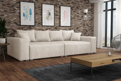 Produktbild von Big Sofa Couchgarnitur REGGIO Megasofa mit Schlaffunktion Stoff Poso Creme