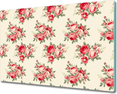 Produktbild von Glas-Herdabdeckplatte Glaskeramikkochfeld-Abdeckung Spritzschutz - 80x52 cm - Rosen weiß rot grün