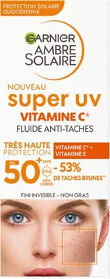 Produktbild von Garnier Ambre Solaire Fluid Vitamine C Anti-Pigmentvlekken Super UV SPF 50+ (40 ml)