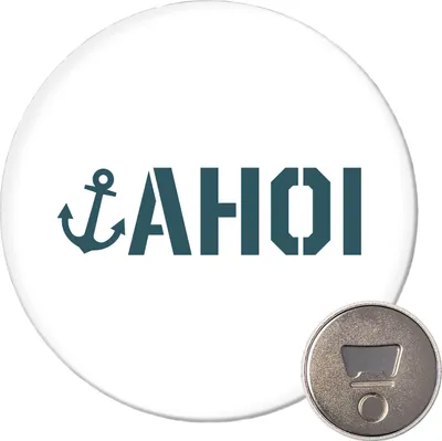 Produktbild von Huuraa Magnet Ahoi Anker Seemannsgruß 59mm Kühlschrankmagnet rund Flaschenöffner Geschenkidee
