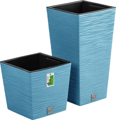 Produktbild von Blumentopf Pflanzkübel FURU Square Balkonkasten Blumenkübel Blau