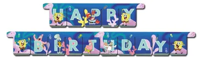 SpongeBob Partygirlande Happy Birthday, Stoff, 1 Stück