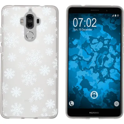 Produktbild von PhoneNatic Case kompatibel mit Huawei Mate 9 Silikon-Hülle X Mas Weihnachten Schneeflocken M2