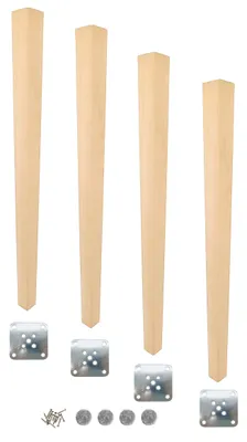 Zdjęcie produktu dla Nogi z drewna bukowego 74 cm - trapezowe, surowe, z zestawem montażowym