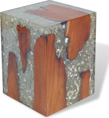 Image de Tabouret Bois de teck massif et résine