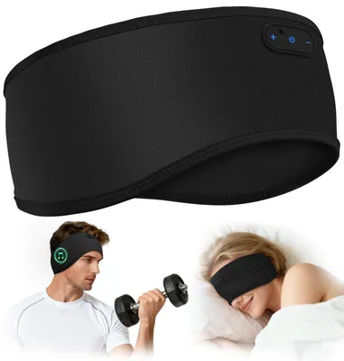 Produktbild von Schlafkopfhörer Stirnband Bluetooth Bambus für Schlafen Sport Schwarz
