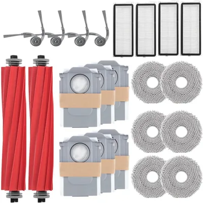Produktbild von Zubehör Ersatz für Roborock Qrevo Serie - QV 35A, QV 35S, QR 598, QR 798 Saugroboter, 2 Hauptbürste, 4 Seitenbürsten, 4 HEPA Filter, 6 Wischtücher, 6 Staubbeutel,
