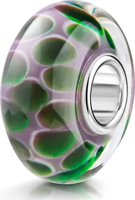 Produktbild von MATERIA by Matthias Wagner Glas Bead Punkte lila grün für European Beads Armband / Kette 1032