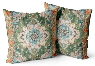 Produktbild von Set mit 2 Boho-Kissenbezügen (55 x 55 cm), samtweich, im Boho-Retro-Stil, dekorativ, für Sofa, Schlafzimmer, Wohnzimmer, als Wohnaccessoire, grün