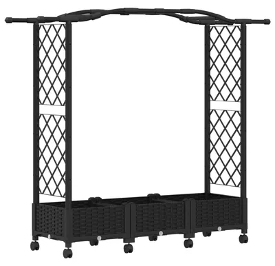 Obrázok produktu pre Vyvýšený záhon s pergolou a strechou, čierna, 169 x 40 x 129 cm, plast