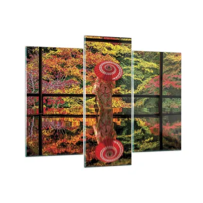 Produktbild von Bilder auf glas - 3 Teile - Tubikoin Tempel Die Farben - 130x100cm - Glasbilder - Wandbilder - Bilder - Wanddekoration aus Glas - Glas Bilder - Wandbild auf Glas - GCB130x100-4485
