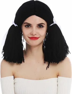 Produktbild von WIG ME UP Perücke Puppe Puppenhaar Schwarz Zöpfe 3208-P103